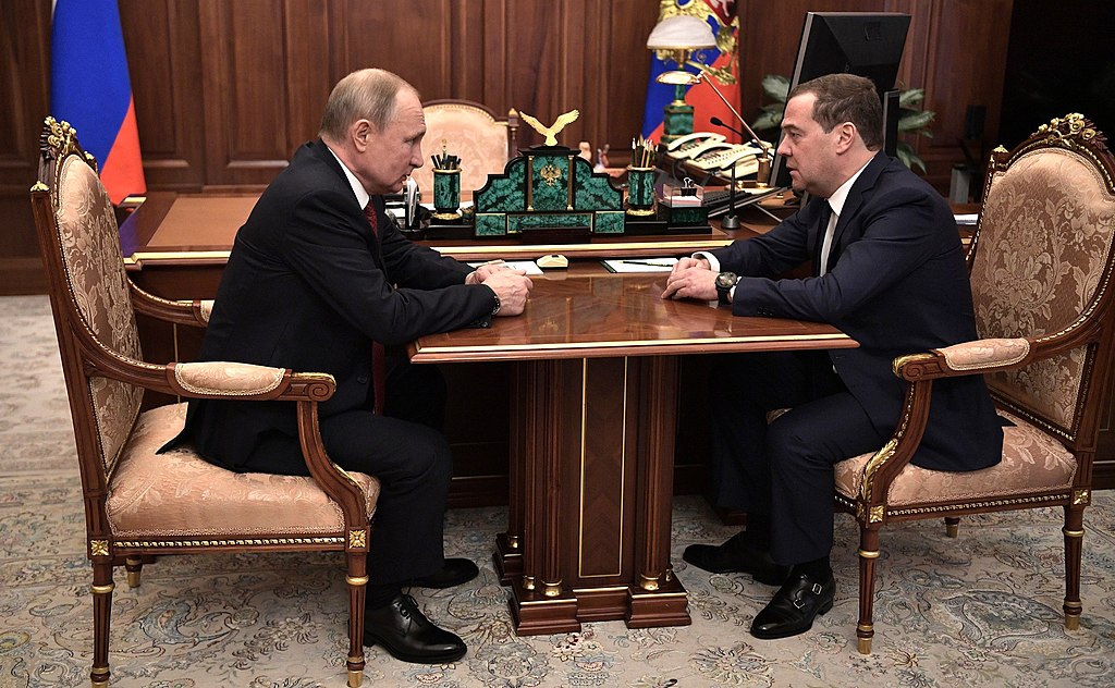 "File:Vladimir Putin and Dmitry Medvedev 2020-01-15.jpg" by The Presidential Press and Information Office is licensed under CC BY 4.0.