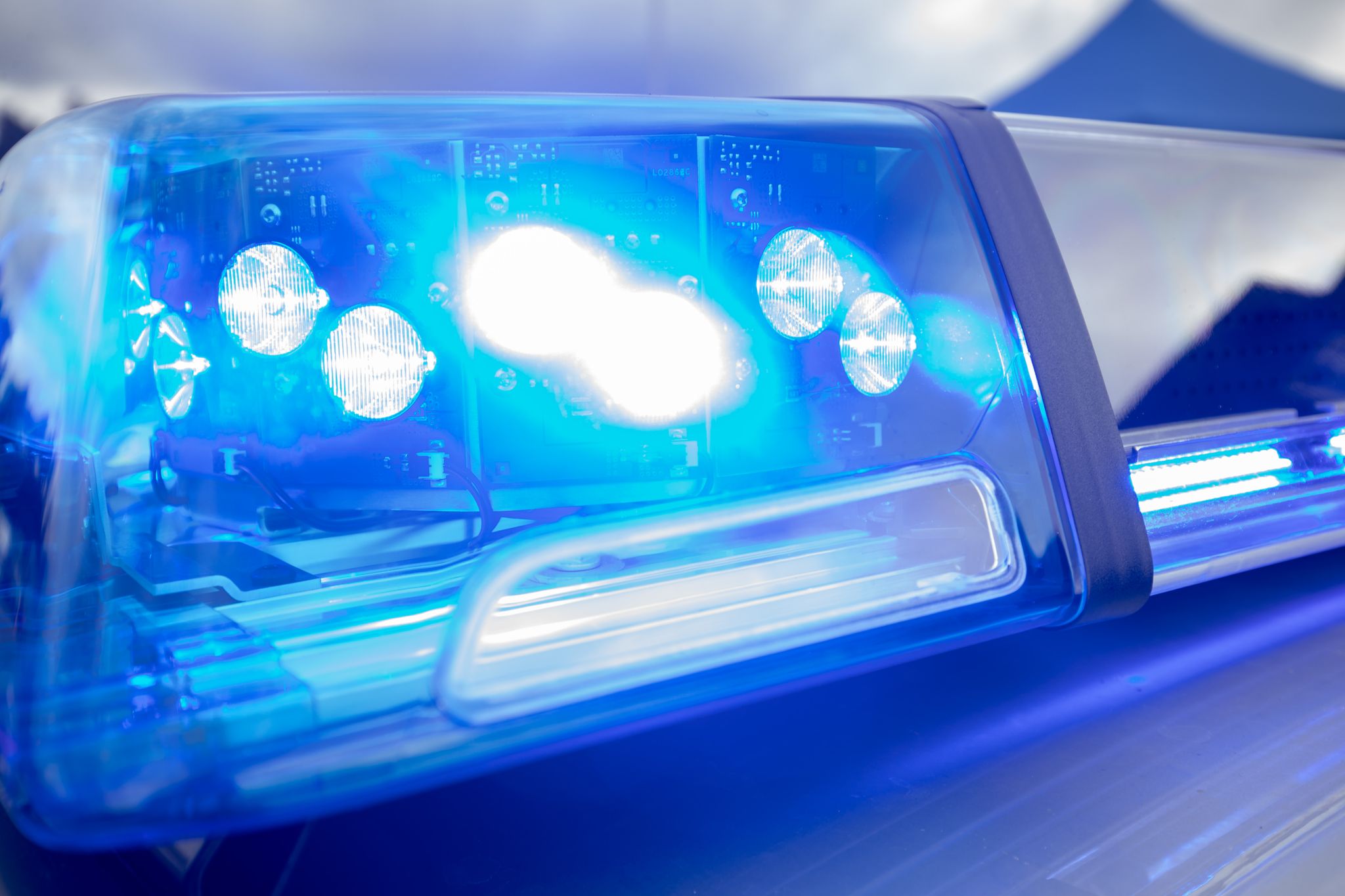 Blaulicht auf dem Dach eines Polizeifahrzeugs. (Symbolbild) Foto: Daniel Karmann/dpa