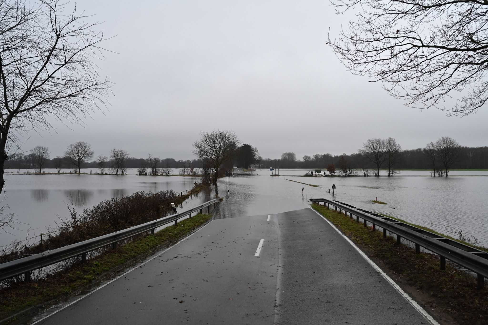 Blick auf das Hochwassergebiet bei Lathen in Niedersachsen. Foto: Lars Penning/dpa